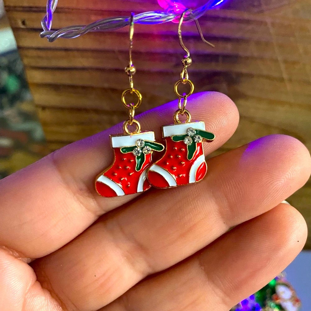 Festive Red Stocking Earrings Christmas winter